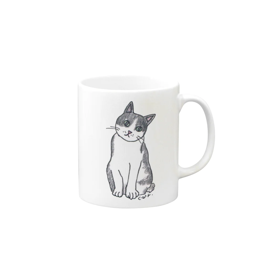 CUROGNACの100nyans099.bon_osumashicat Mug :right side of the handle