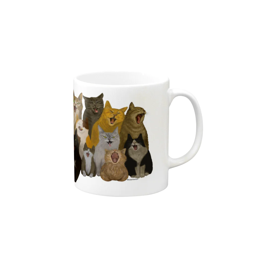 Washiemon and Ai-chan's ShopのYawn Chorus Mug :right side of the handle