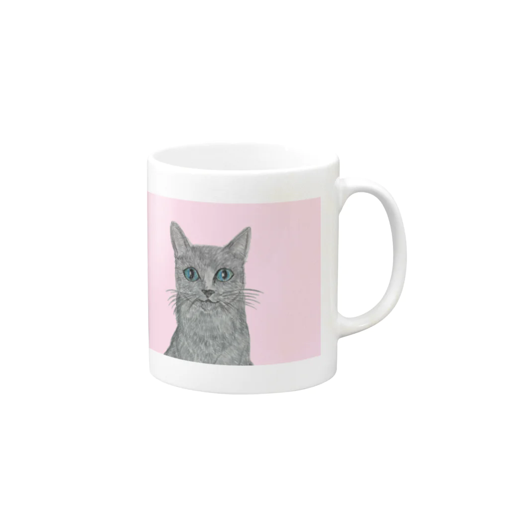 Coshi-Mild-Wildのロシアンブルー_3だぞッ😻 Mug :right side of the handle