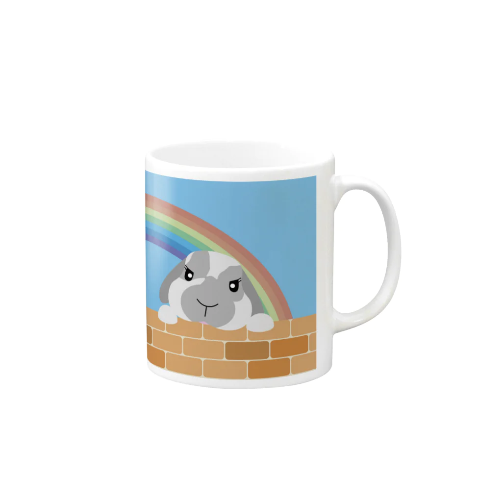 くまお画伯オンラインショップくまお堂のうさぎのひなた Mug :right side of the handle