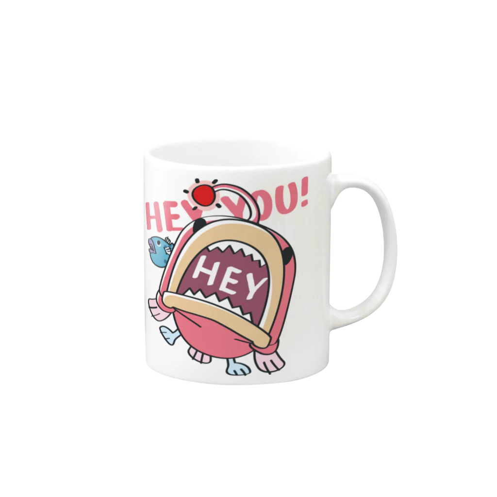 イラスト MONYAAT のHEY YOU!*釣れたかもA* Mug :right side of the handle