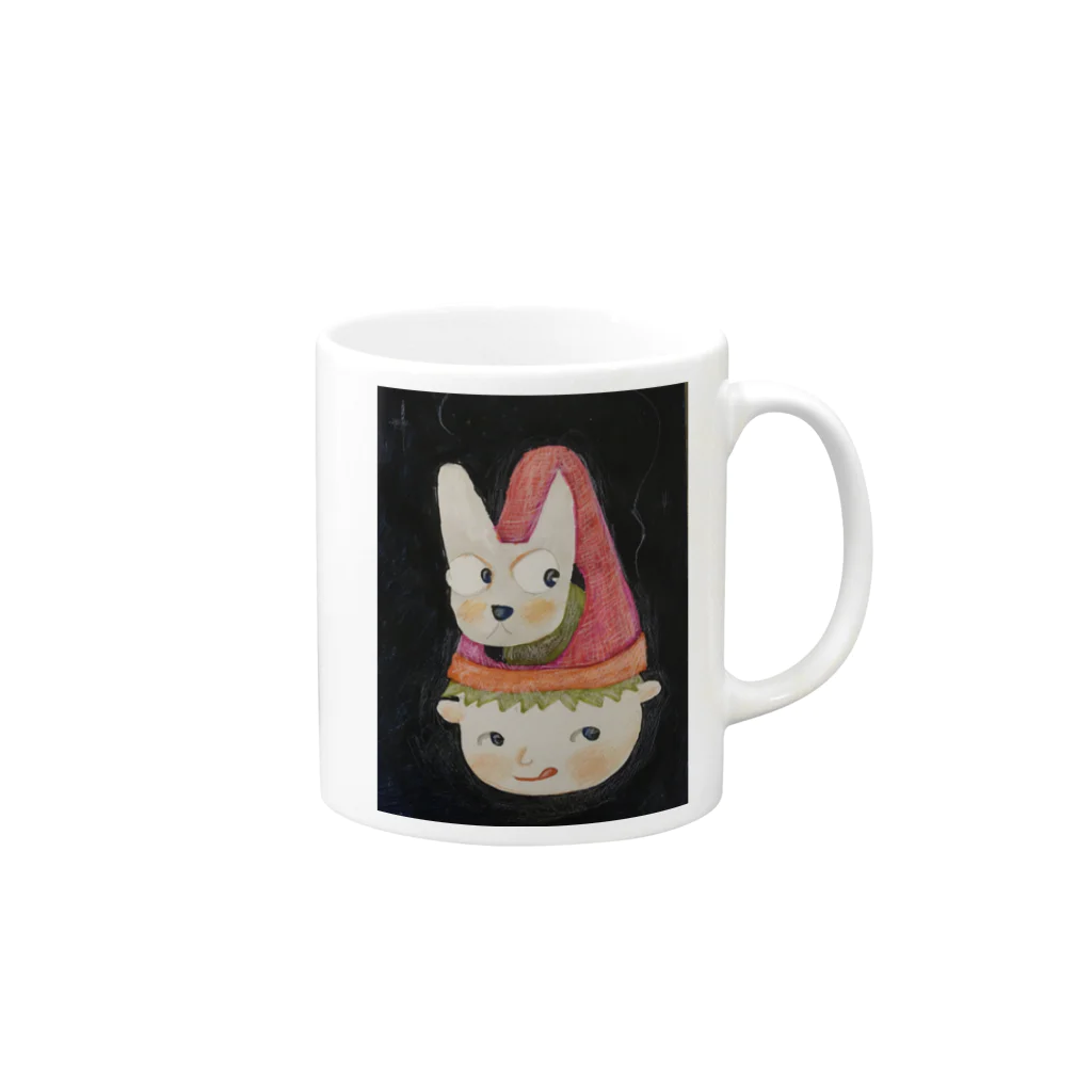 大雑把商会（ohzappa syoukai)のDOG&BOY Mug :right side of the handle