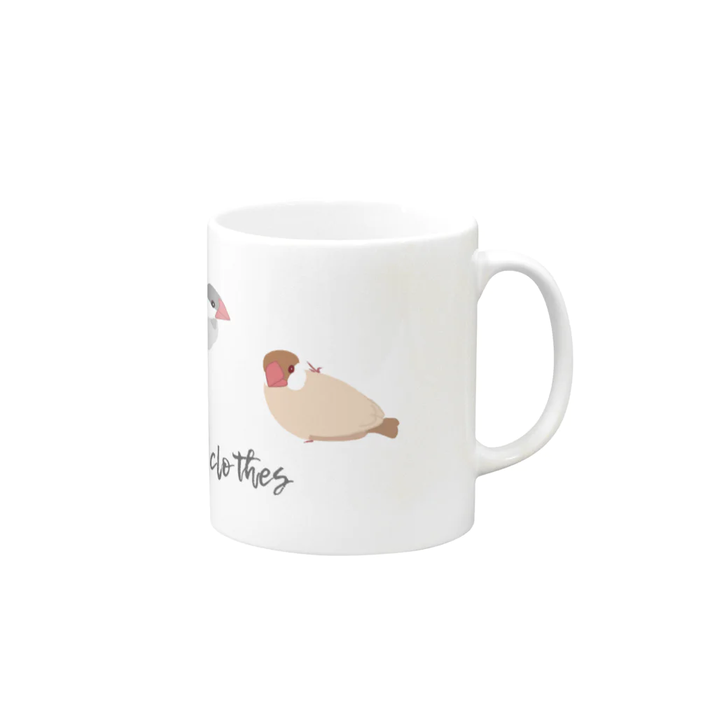 雛乃の文鳥グッズ屋さんのひっつき文鳥さんシリーズ Mug :right side of the handle