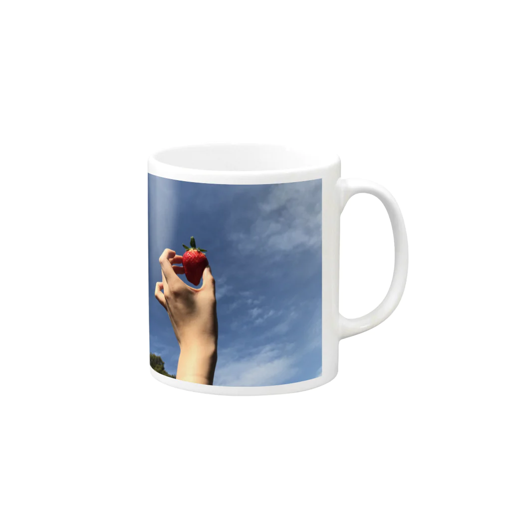 りんごちゃんのいちごの空 Mug :right side of the handle