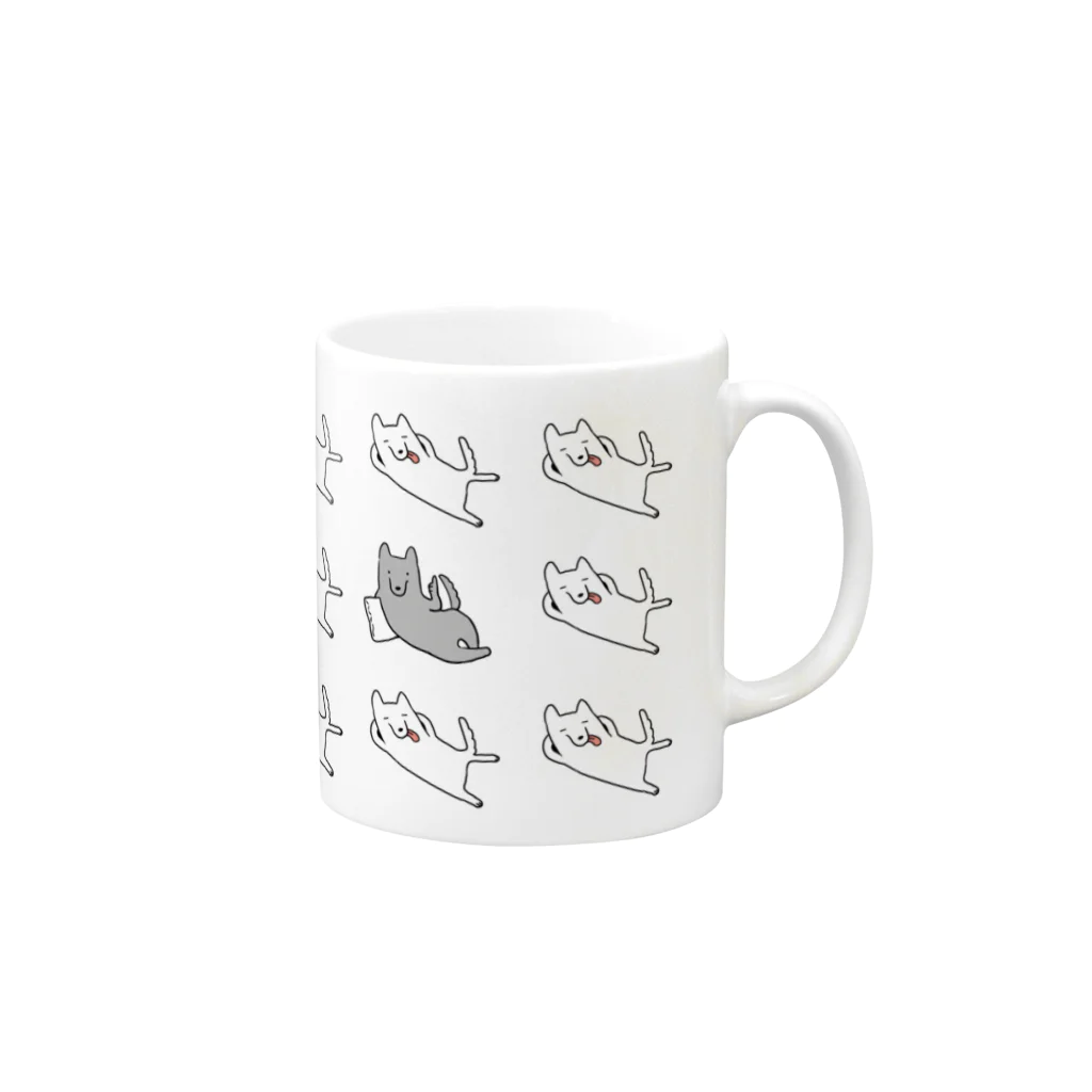 ゆるいぬ部の犬大きめ柄マグカップ  Mug :right side of the handle