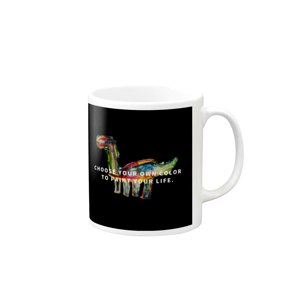 spino0017の虹色の恐竜 マグカップの取っ手の右面