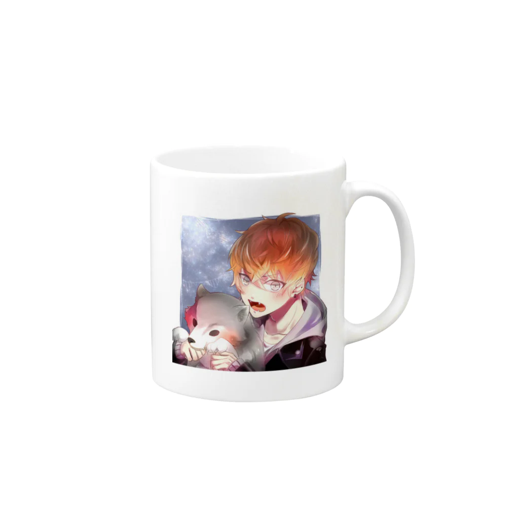 星海乃の狼と男の子 Mug :right side of the handle