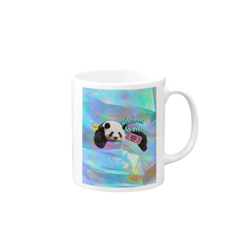 𝙈𝙊𝙈𝙊'𝙨 𝙎𝙝𝙤𝙥のホログラム & レトロpanda-03 Mug :right side of the handle