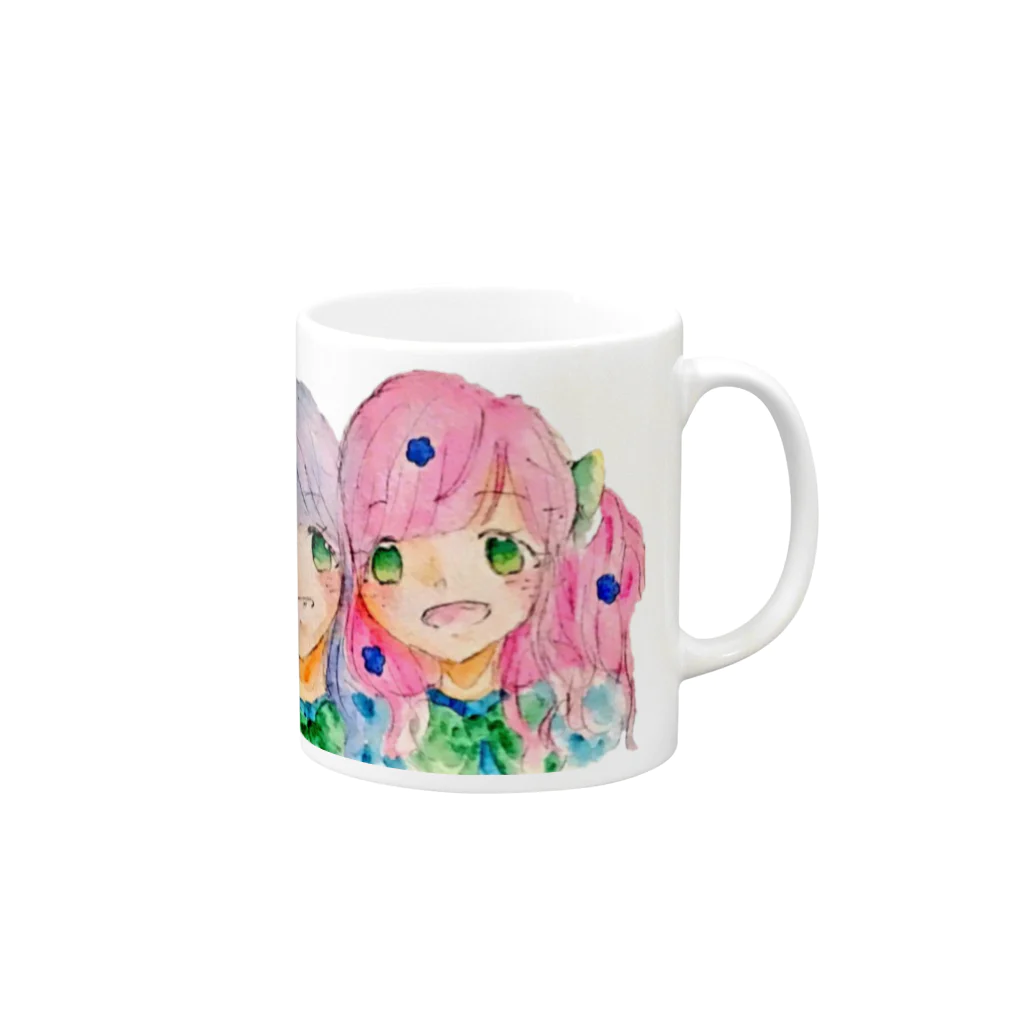 Yu-ruri ゆるりの白板双子ちゃん Mug :right side of the handle