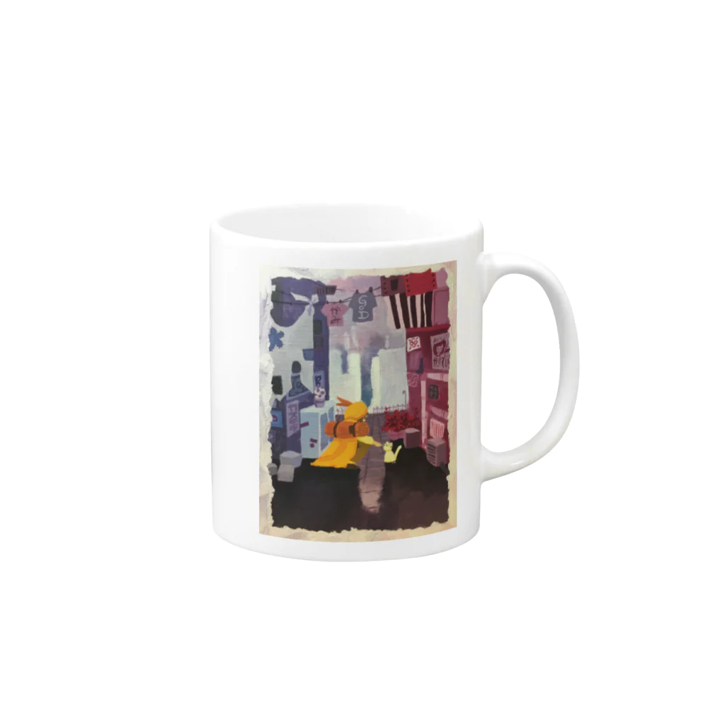 もなかの雑貨店の旅人とねこ Mug :right side of the handle