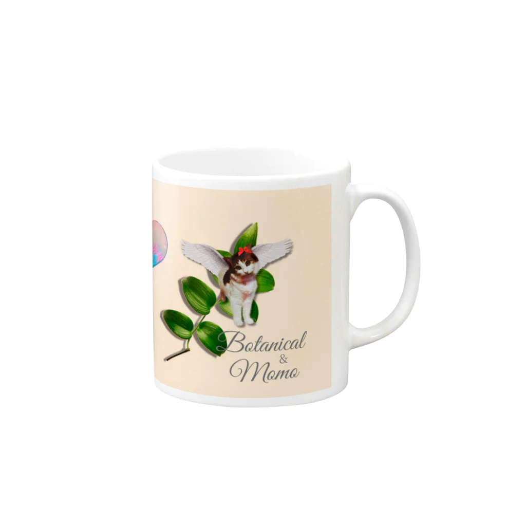 𝙈𝙊𝙈𝙊'𝙨 𝙎𝙝𝙤𝙥のbotanical-MOMO-02 Mug :right side of the handle