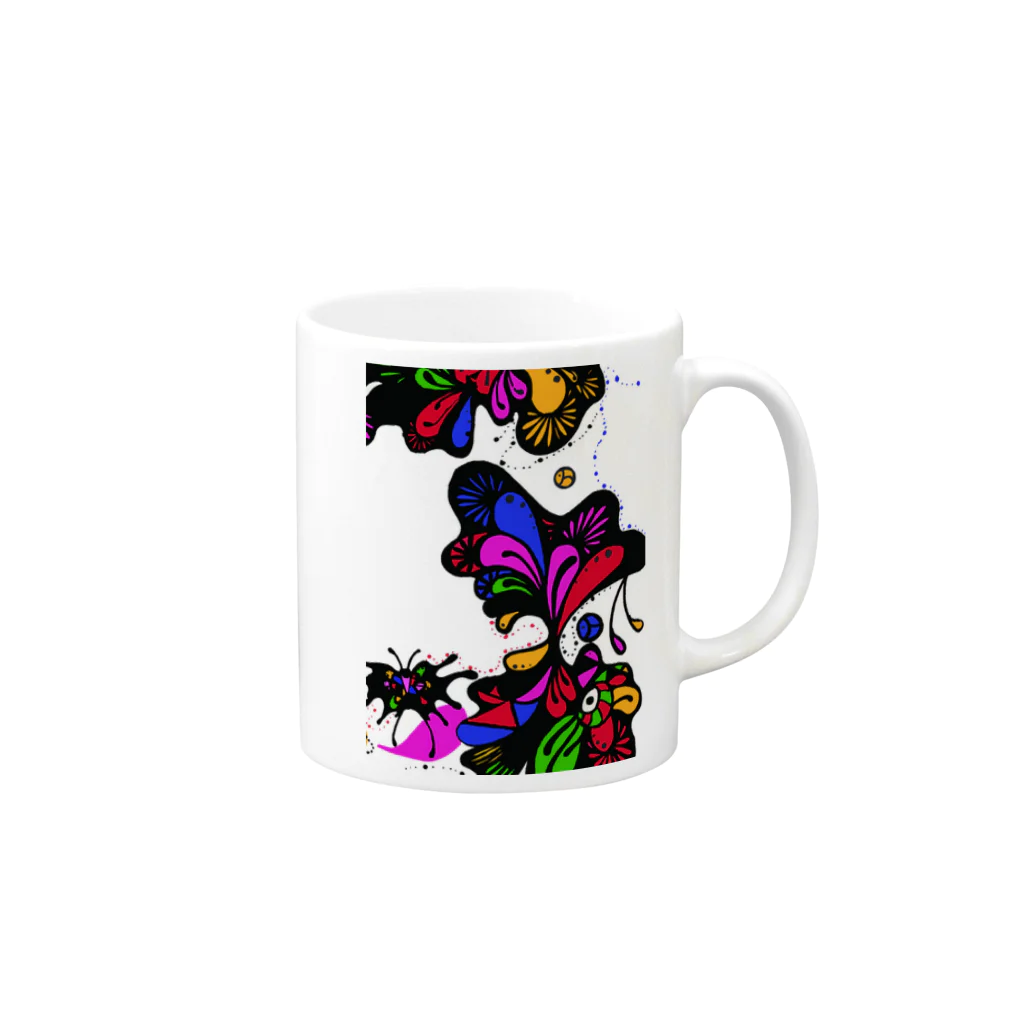 d1211の琉球モダンアート Mug :right side of the handle