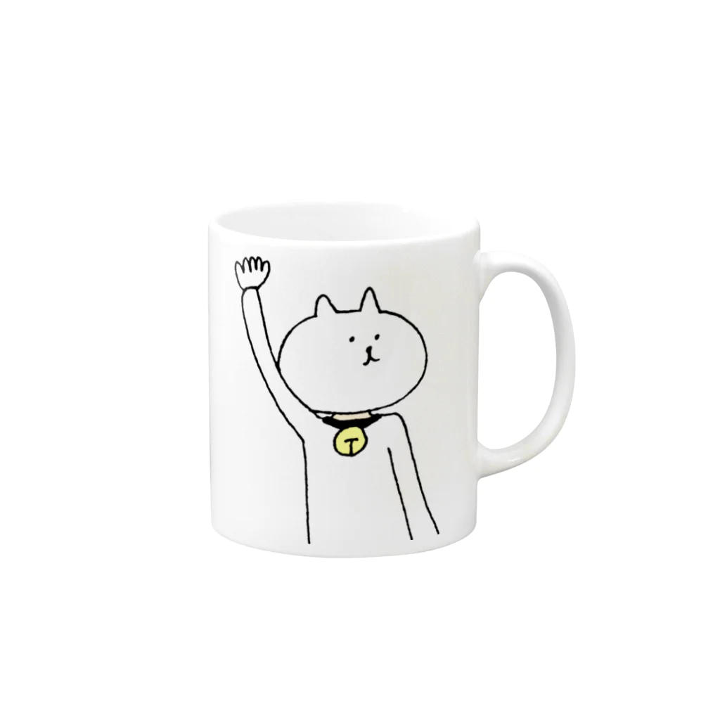 ゆるいふくやさんのばいばいねこ Mug :right side of the handle