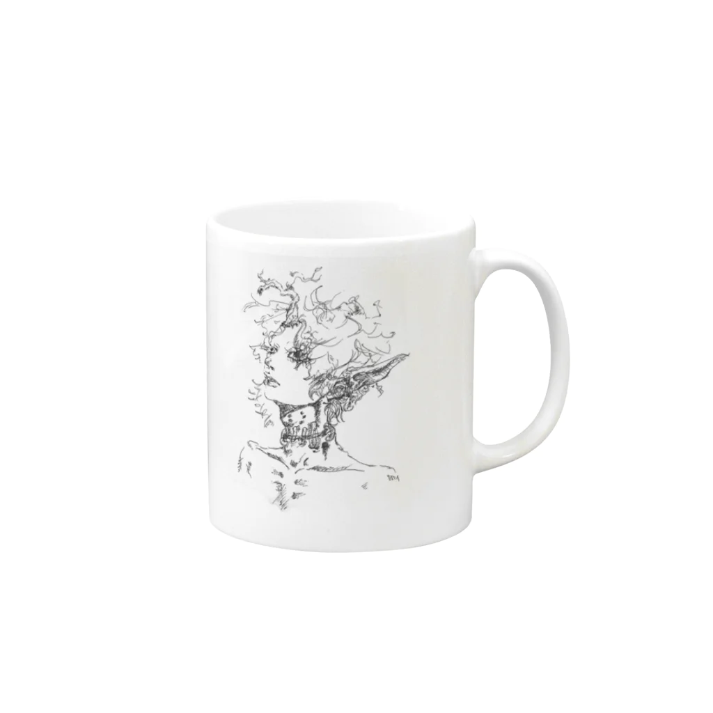 ﾁﾋﾞ姐さんの異型 人外くん Mug :right side of the handle