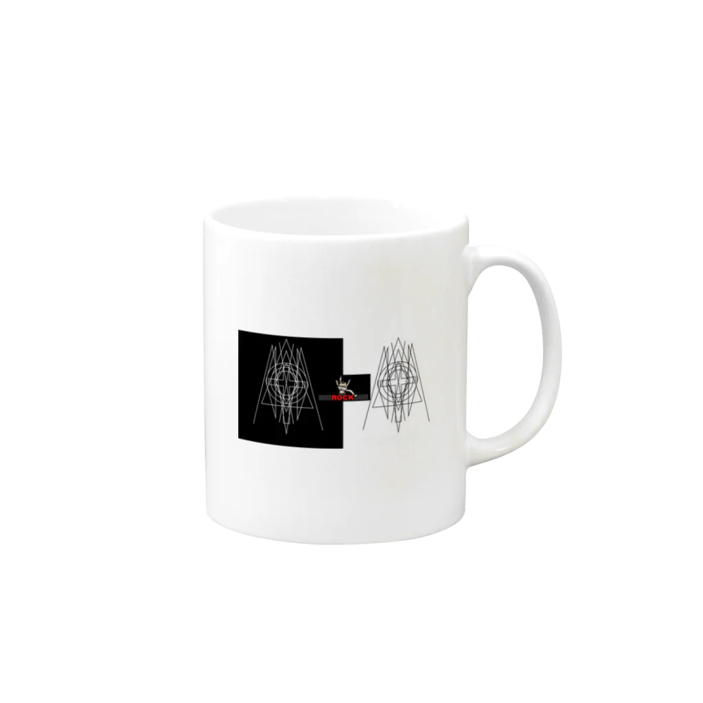 mens_black69shop69のrock白・黒 Mug :right side of the handle