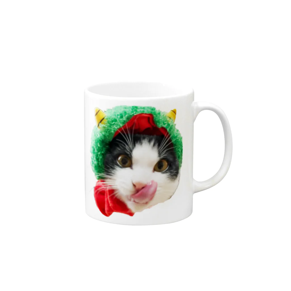 保護猫ベニとハクのベニだっちゃ❗ Mug :right side of the handle