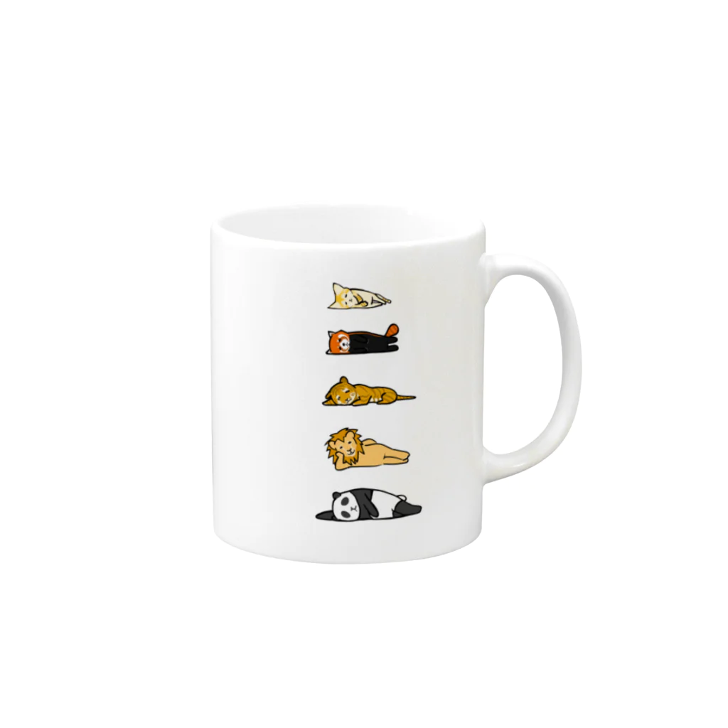 奇×屋の無気力な猫っぽい動物縦置き Mug :right side of the handle