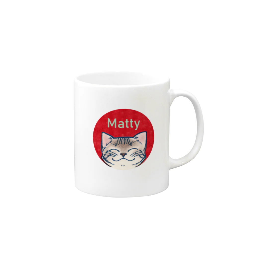 ＡＫＩＮＡＭＩの赤まる猫・Matty Mug :right side of the handle