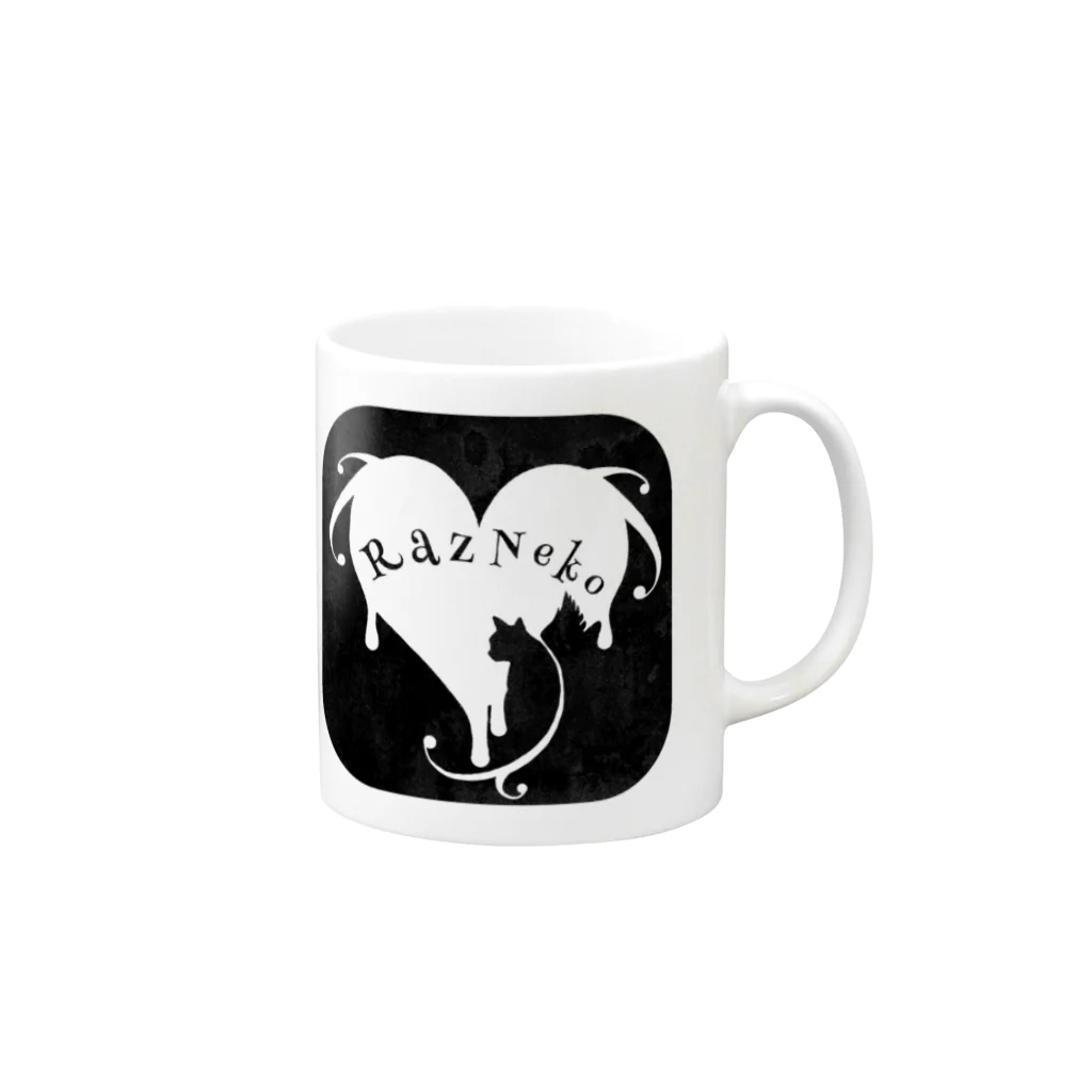 猫屋 銀子のラズ猫ロゴｰスクエア Mug :right side of the handle