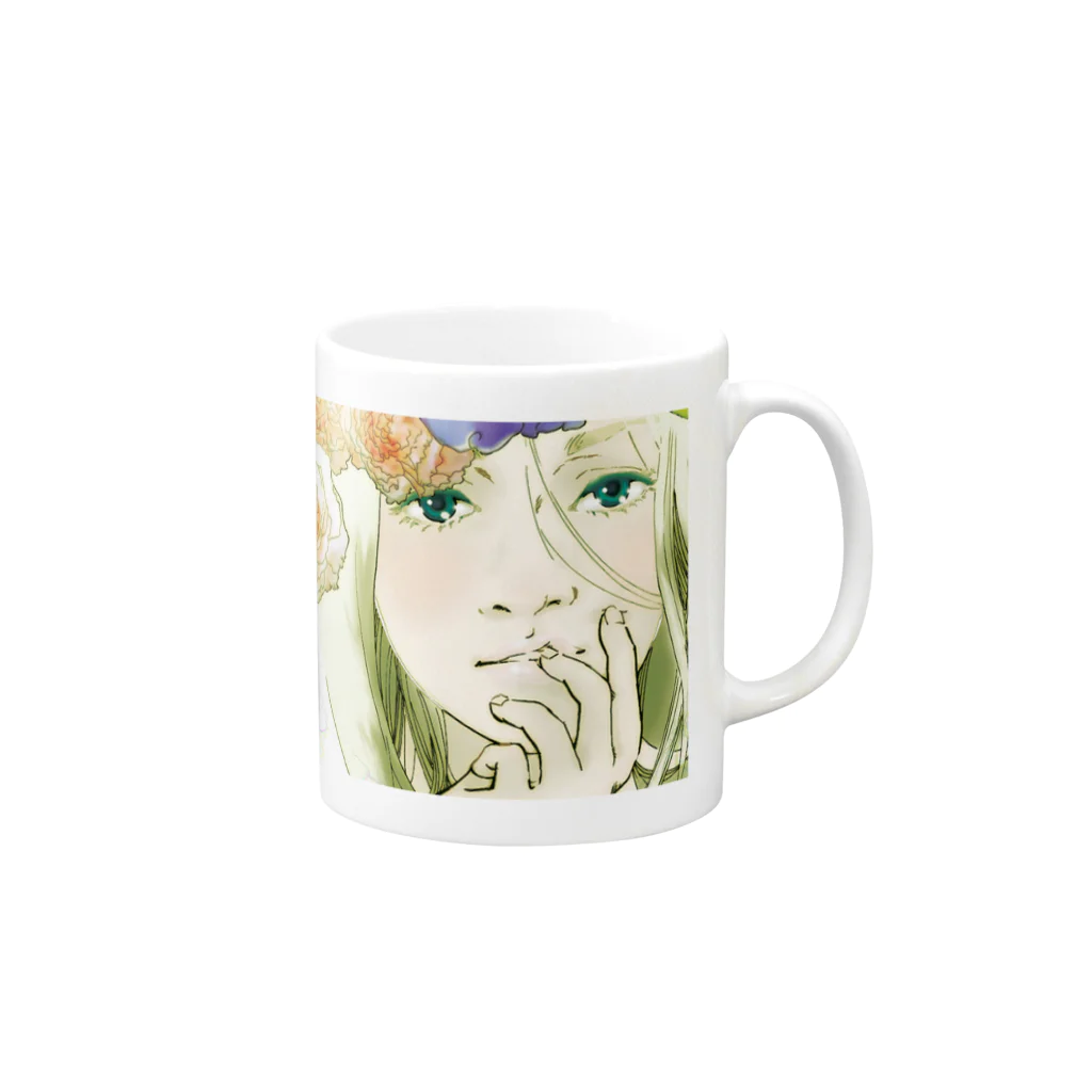 manomanoの花たちとアリス Mug :right side of the handle