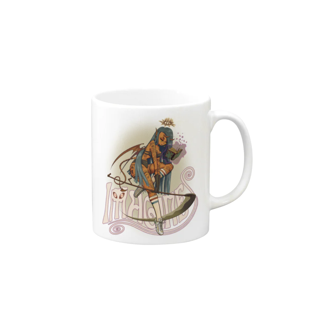 nidan-illustrationの"IMAGINE" Mug :right side of the handle