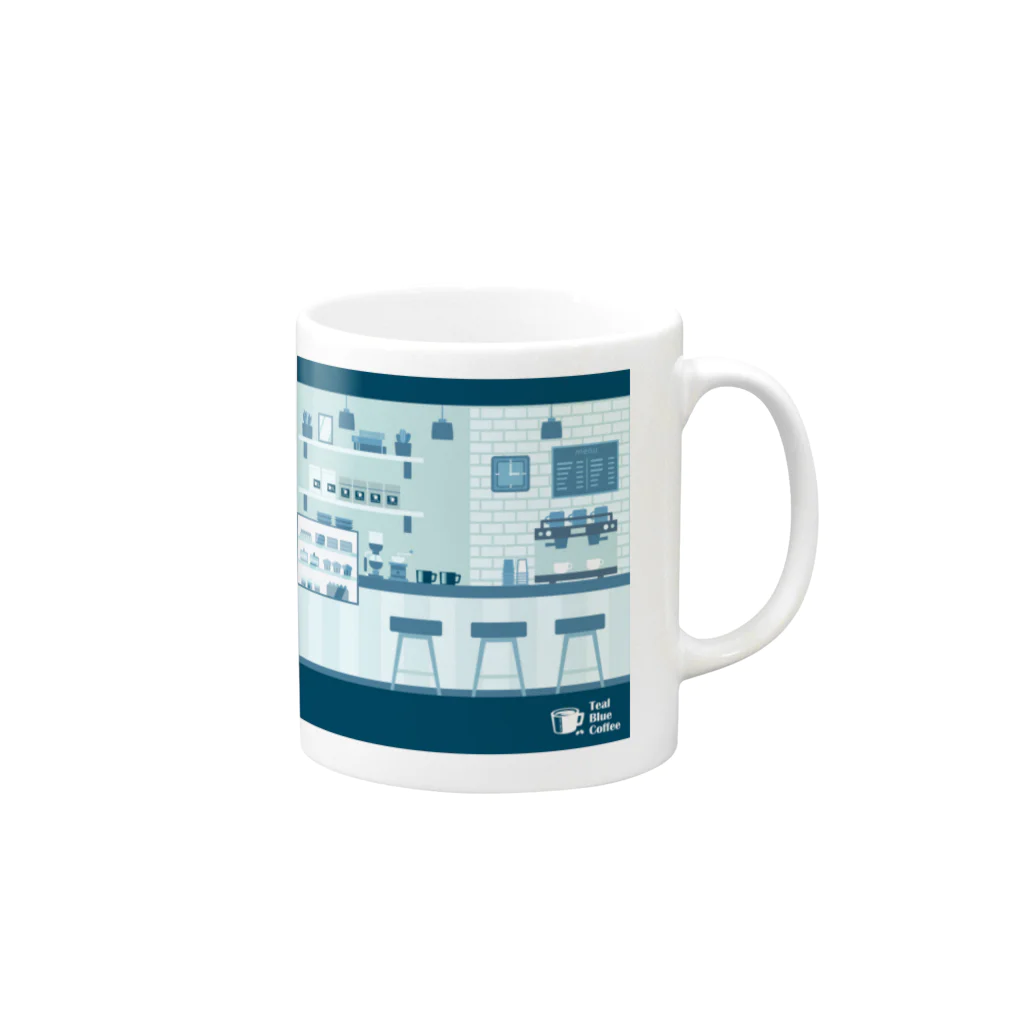 Teal Blue Coffeeの香るコーヒー Mug :right side of the handle