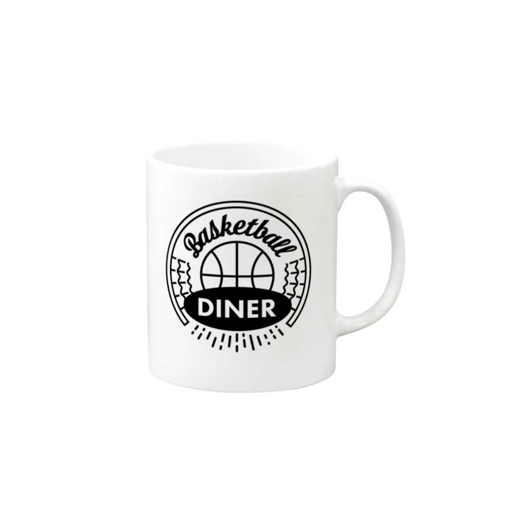 Basketball DinerのBasketball Diner ロゴ円黒 マグカップの取っ手の右面