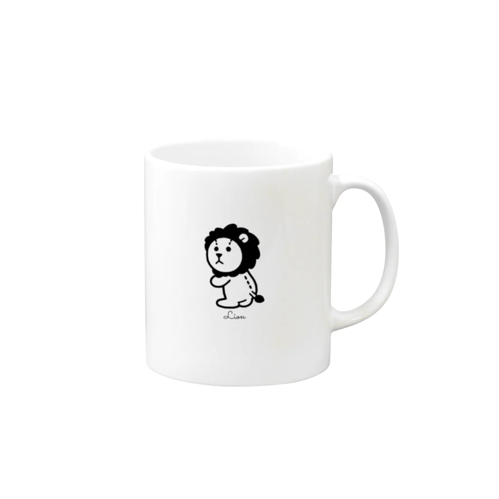 Lily closetのよんだライオン Mug :right side of the handle