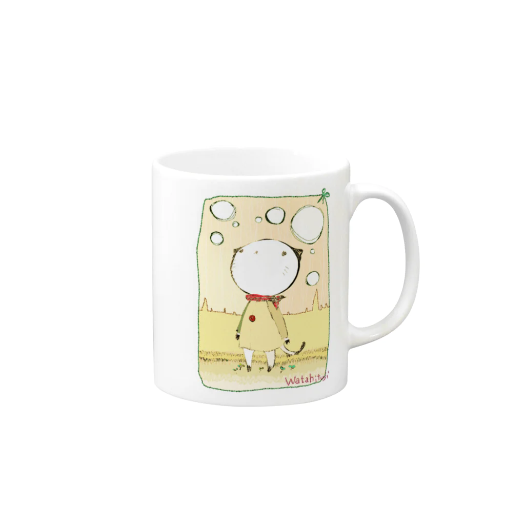 わたひつじのねこっぽくないねこ Mug :right side of the handle