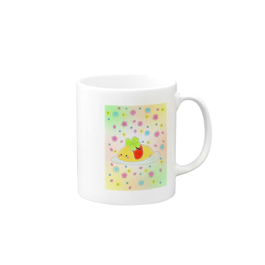 まおのテキトーお絵描きの四葉のオムライスちゃん Mug :right side of the handle