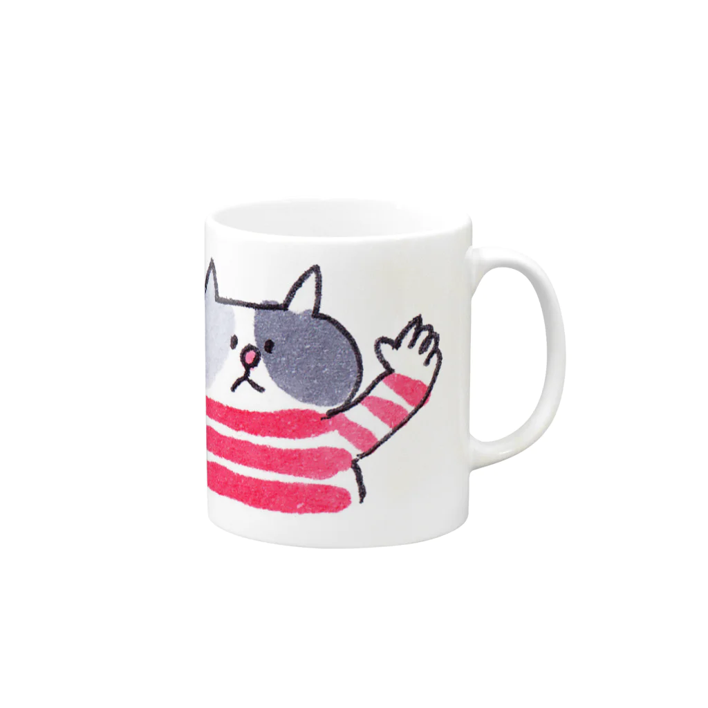 ゆきんこのバンザイねこ Mug :right side of the handle