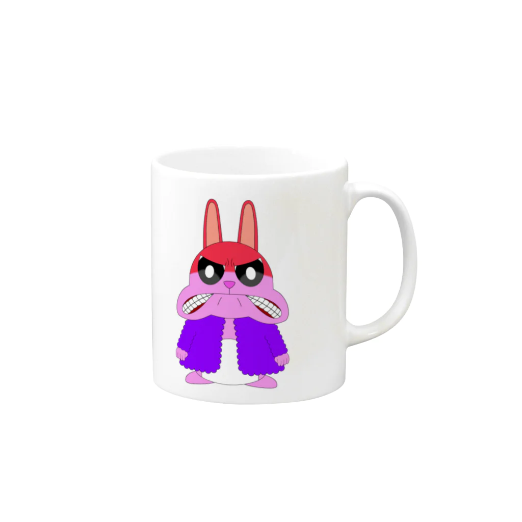 たちゅたんの遊び場の怒ったうさぎ Mug :right side of the handle