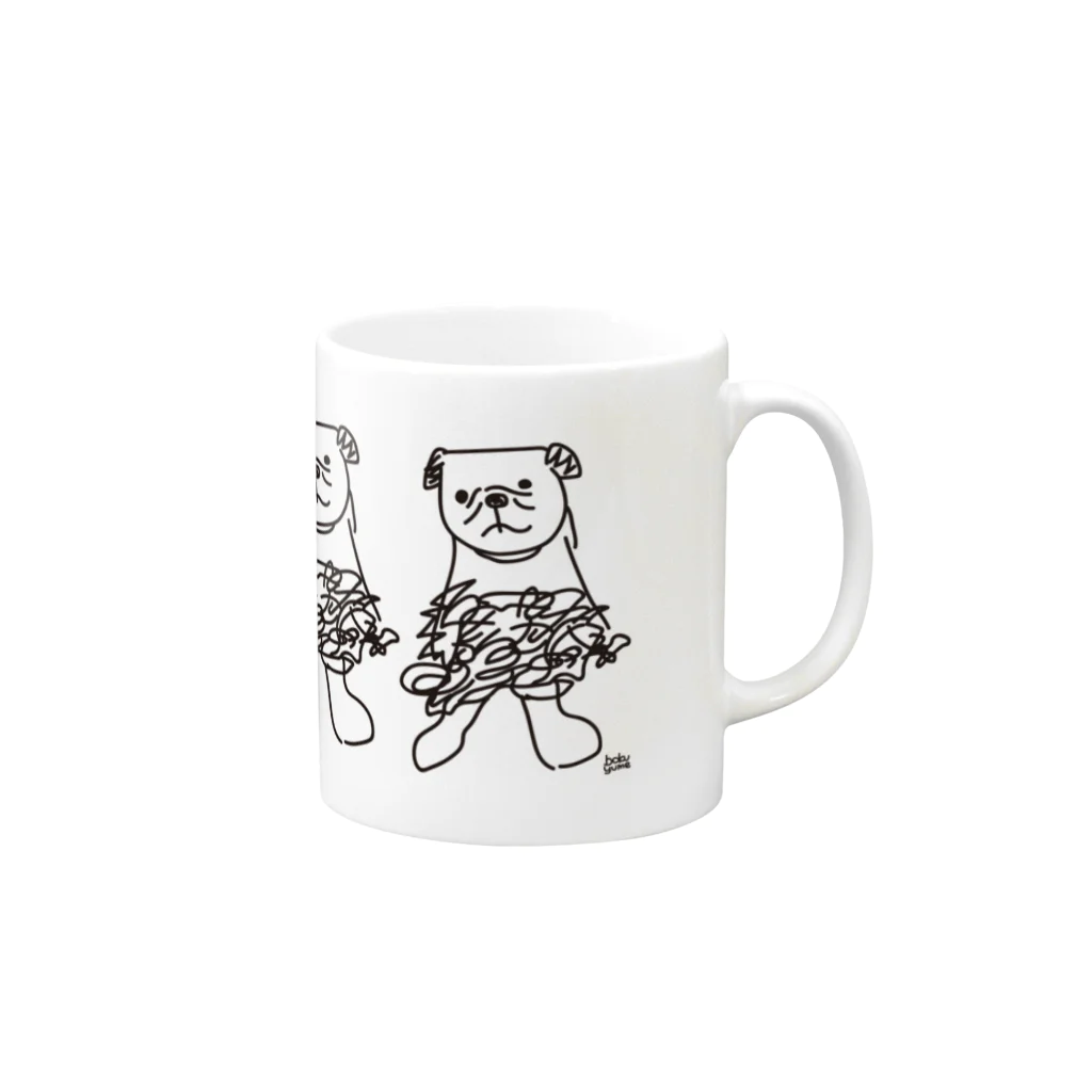 パグ好きが作るTシャツのパグ好きのマグカップ07 Mug :right side of the handle