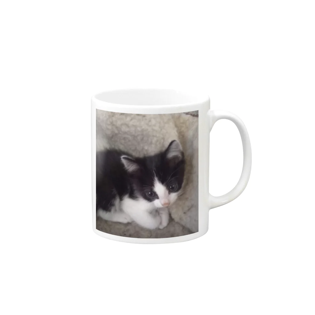 みーのお部屋 のおすまし猫 テールくん Mug :right side of the handle