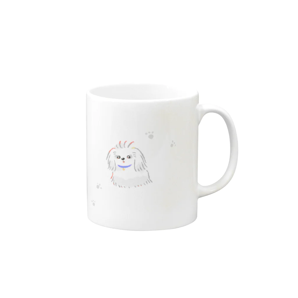 くれよんどうぶつのくれよんマルチーズ Mug :right side of the handle