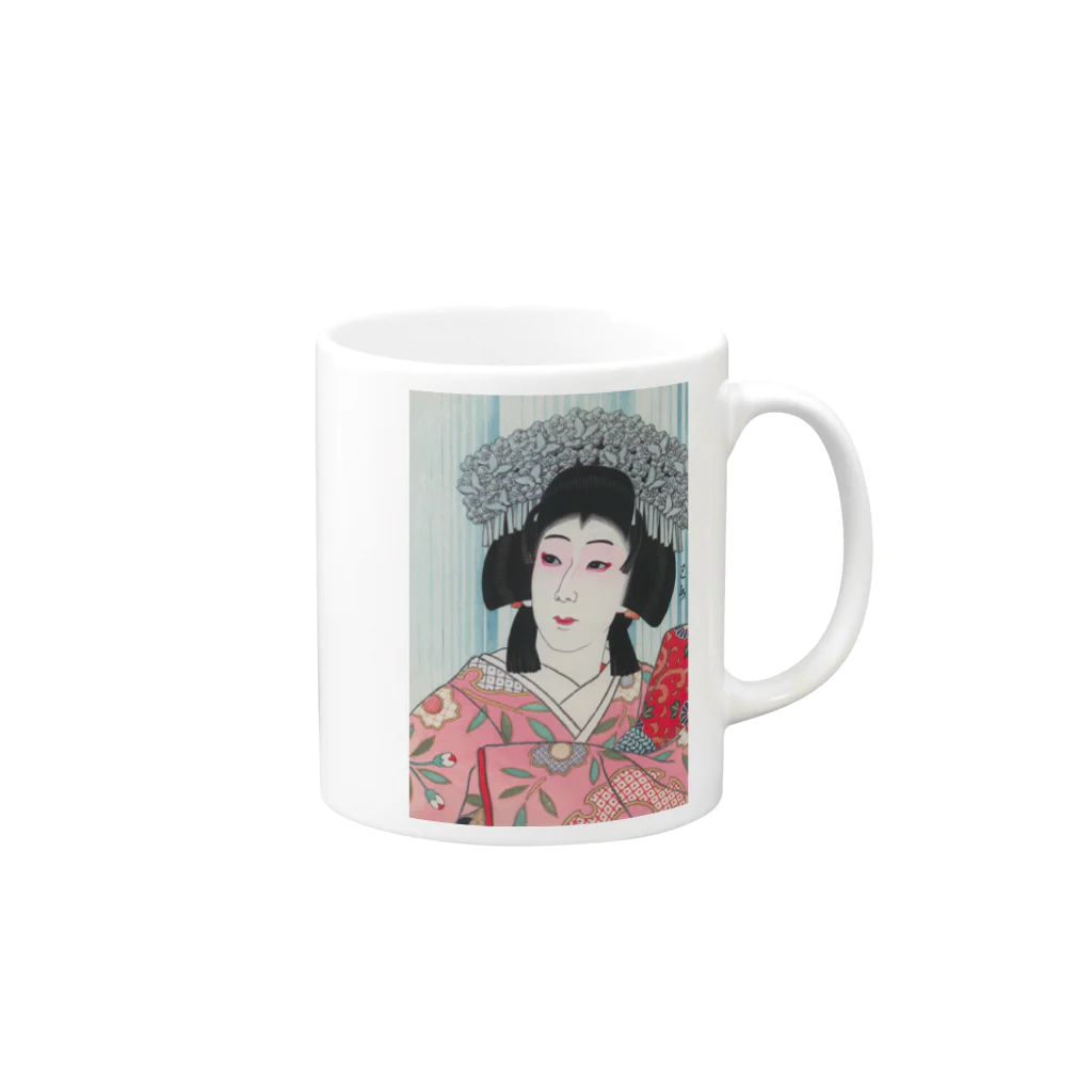 世界の絵画アートグッズの川瀬巴水《中村芝翫 雪姫》  Mug :right side of the handle