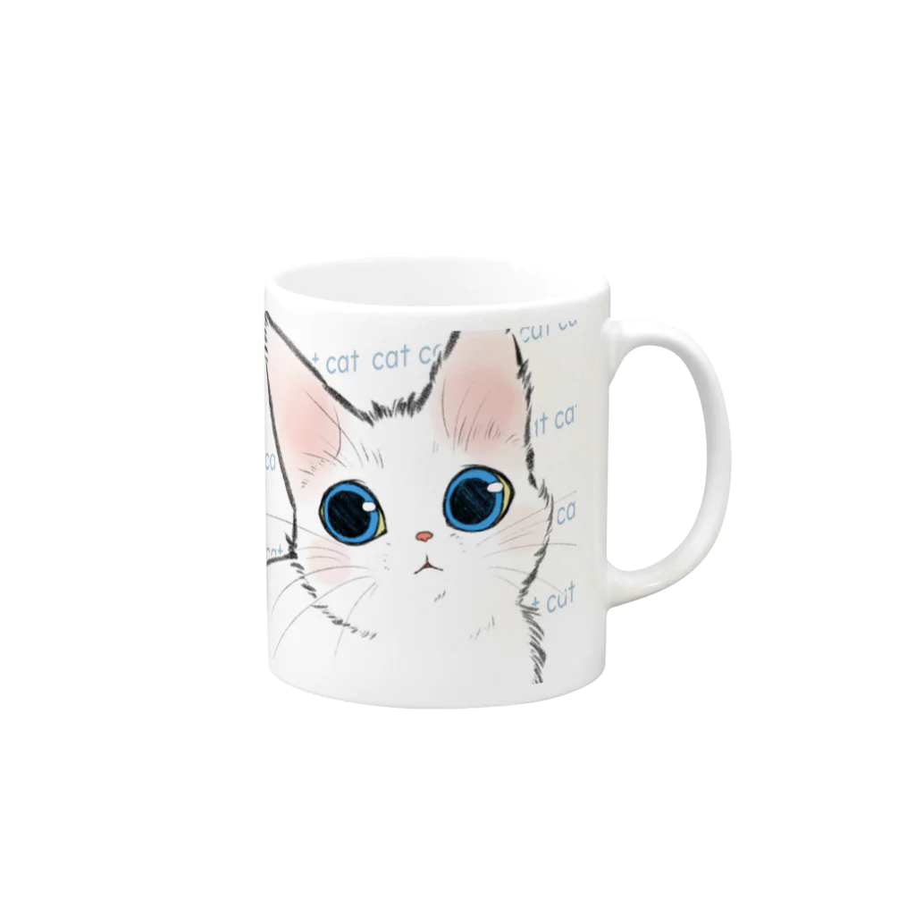 とらねこ横丁の猫のしろしろマグ Mug :right side of the handle