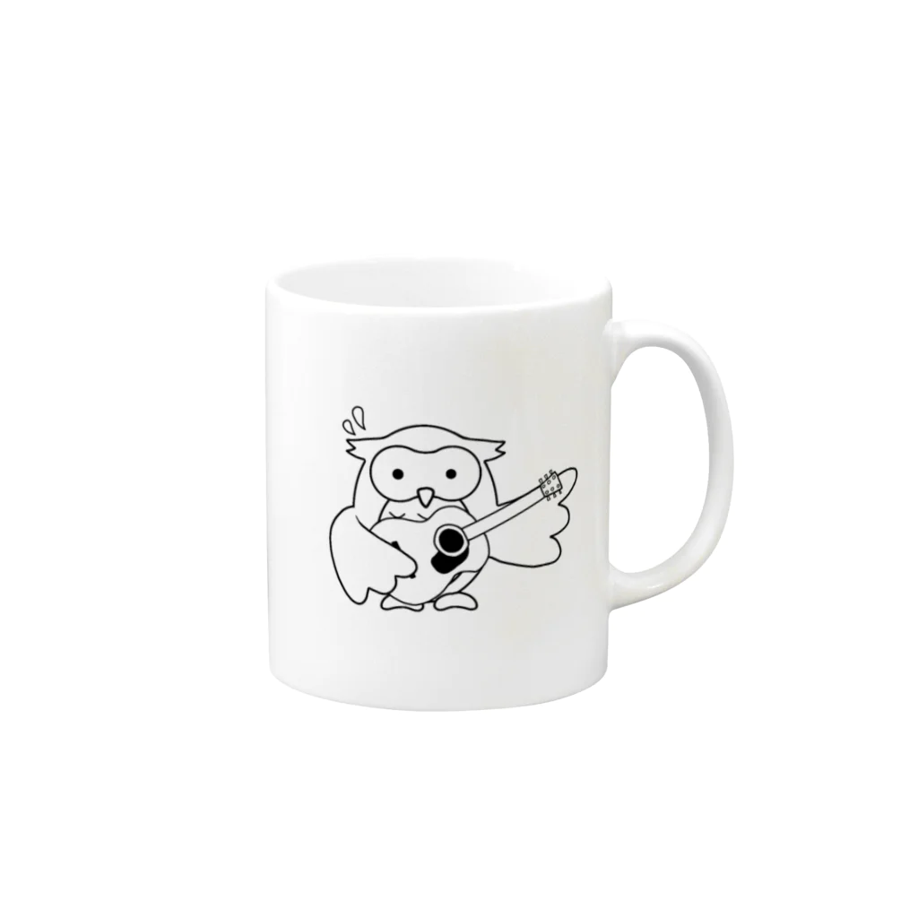 Ririka121128のアコギを持たされたフクロウくん Mug :right side of the handle