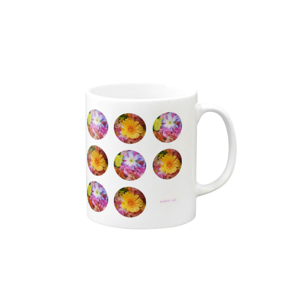 ak-miniのwake-up  -flower dot- Mug :right side of the handle