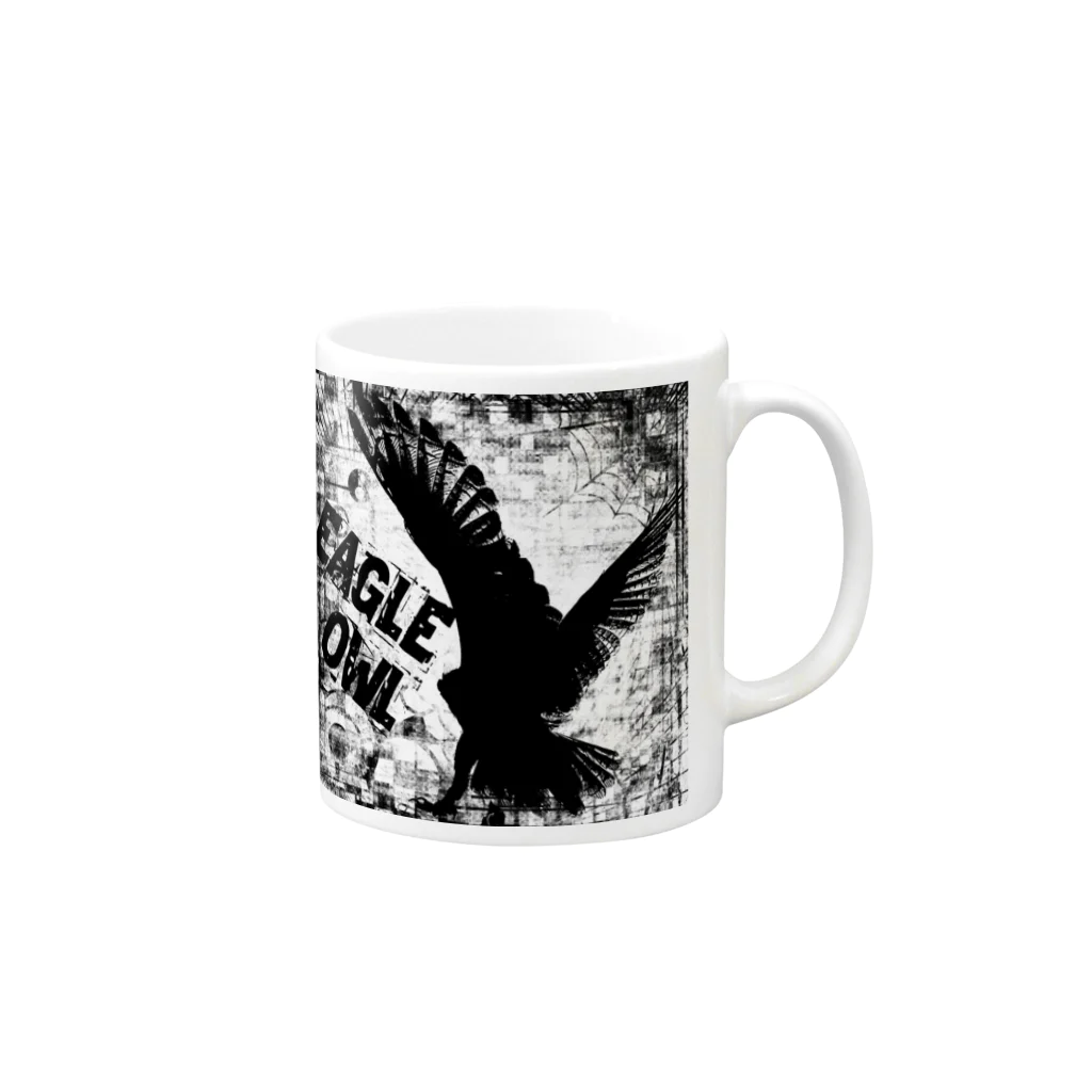 座敷ふくろうのGothic Eagle Owl Mug :right side of the handle