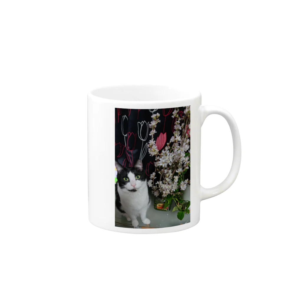 みーのお部屋 の桜の隣に猫のテール君 Mug :right side of the handle