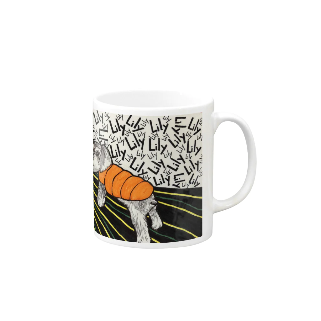 Takae.Mのシュナウザー女の子　L i ly Mug :right side of the handle