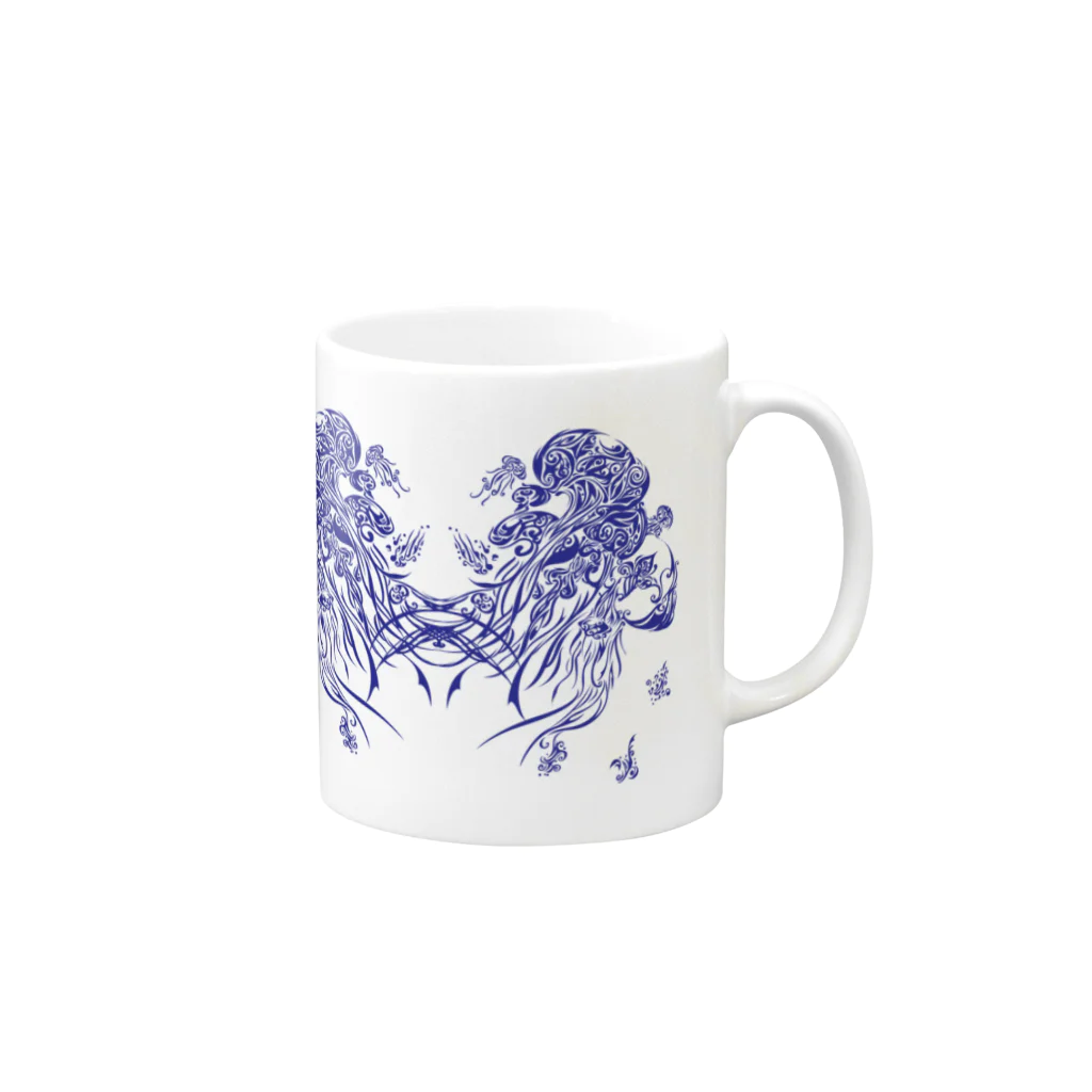 糖分兄弟の青クラゲ Mug :right side of the handle