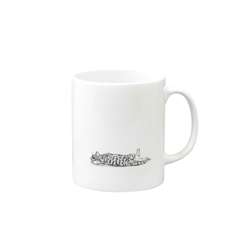 10-grove(Kidati)の【ごろん猫】 Mug :right side of the handle