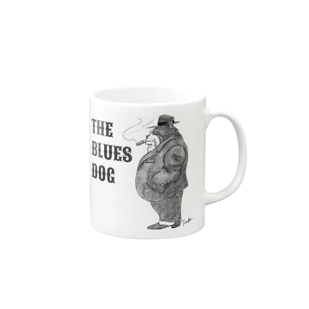 Trippin Flower DesignsのThe Blues Dog Mug :right side of the handle