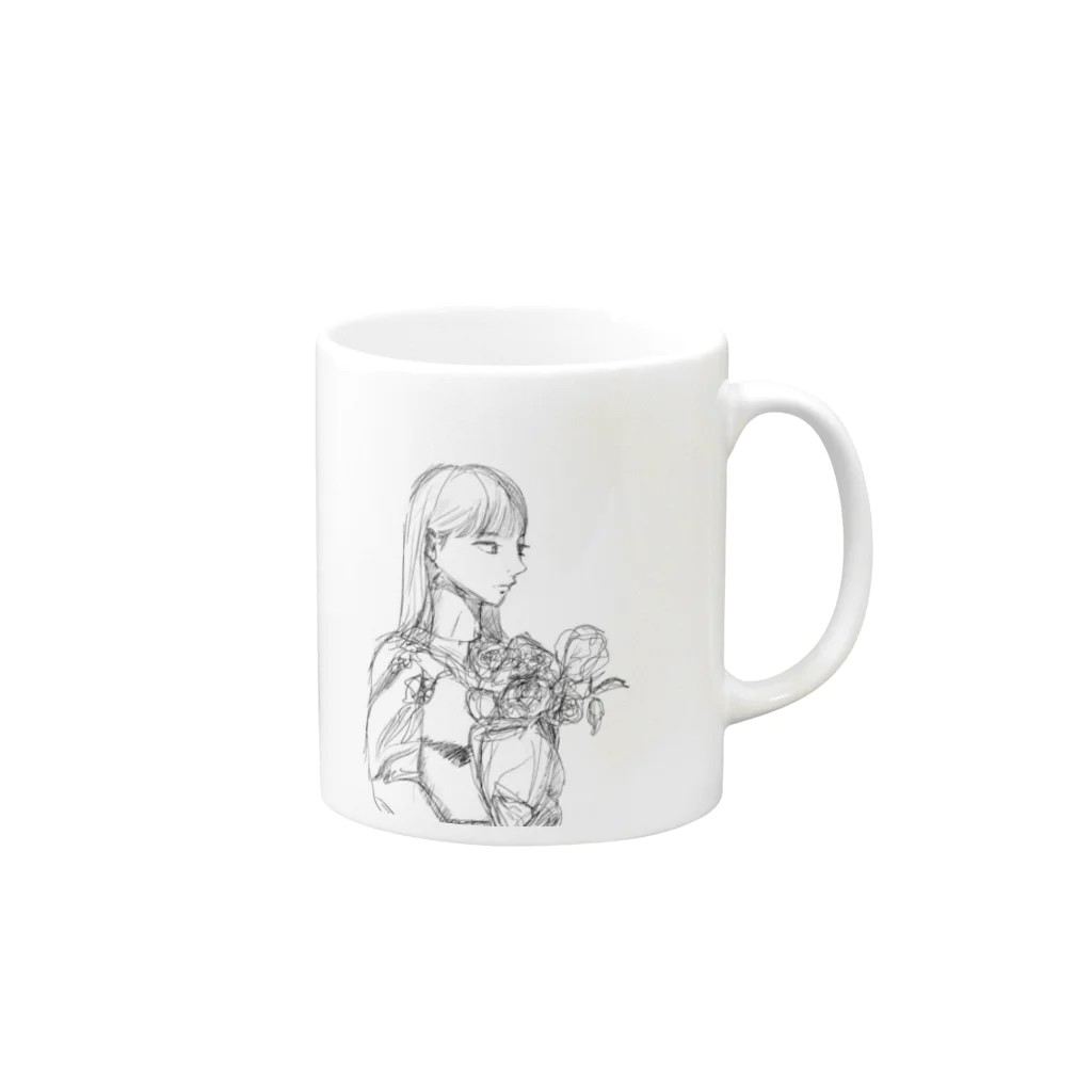 よまり_こふの下描き Mug :right side of the handle