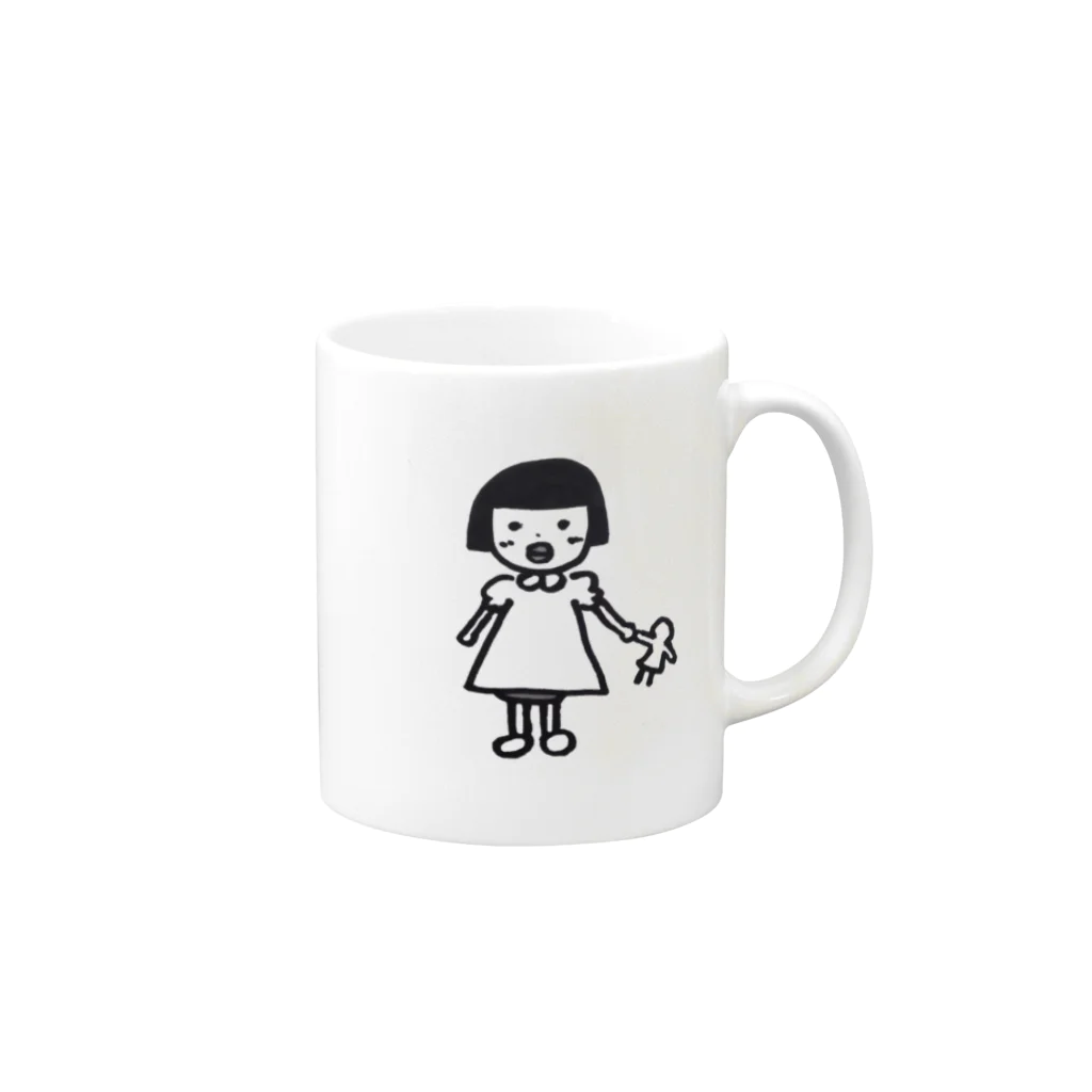 さくら茶のレトロな子供 Mug :right side of the handle