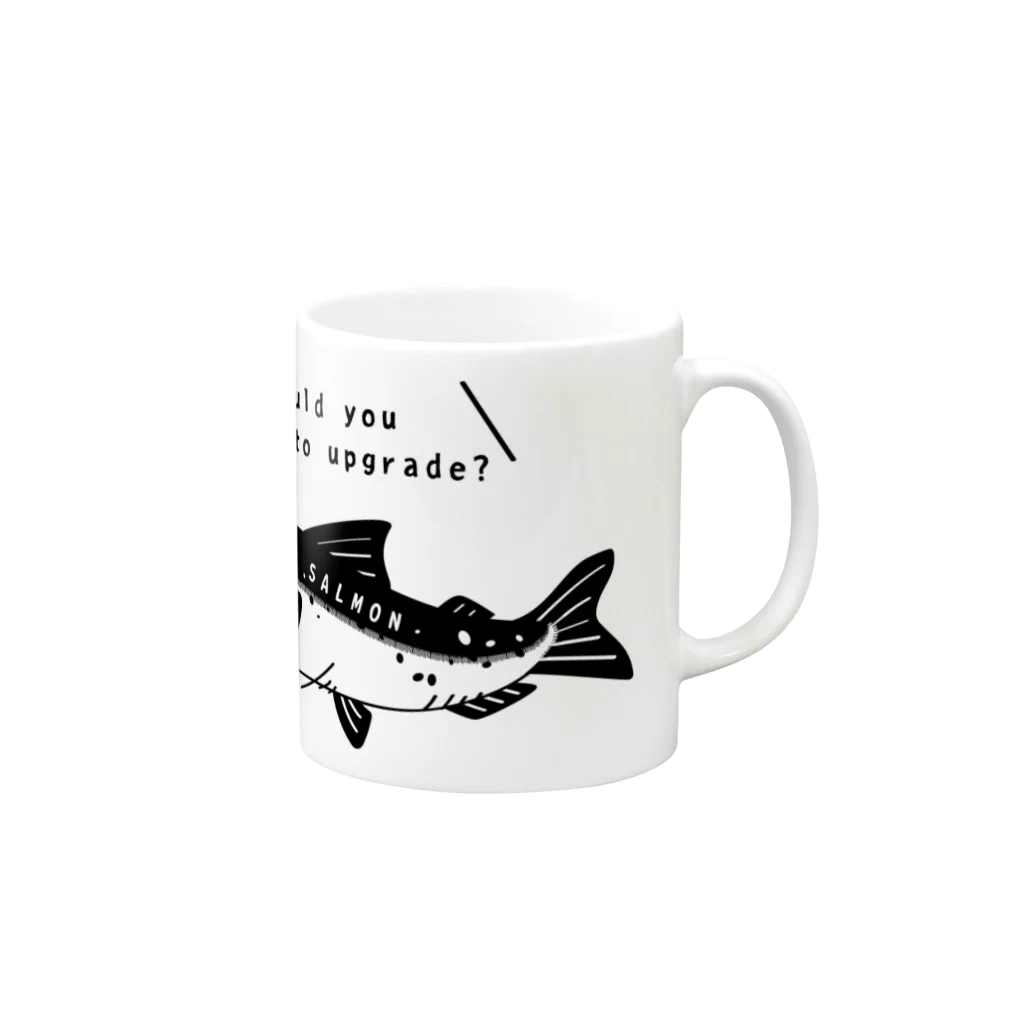 イラスト MONYAAT のキングサーモンへ Mug :right side of the handle