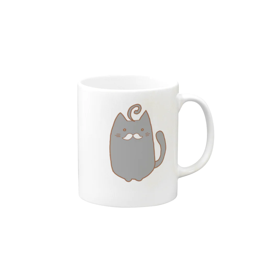 Noise_cityのひげねこ。(黒) Mug :right side of the handle