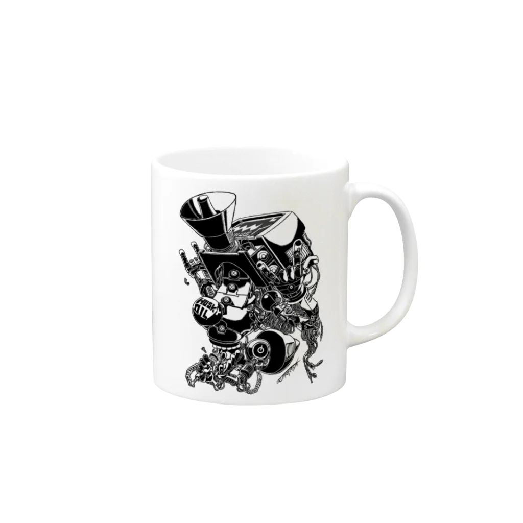 白黒灰脂オリジナルイラストグッズSHOP『熊猫動物園』の【ROCKOLOID SAULUS】type-VOCALIST Mug :right side of the handle